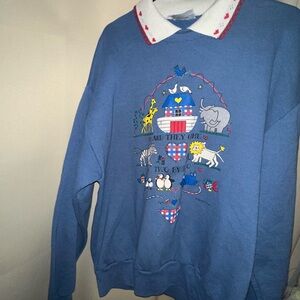 VTG collared sweatshirt Noah’s ark cozy grandma core womens size large